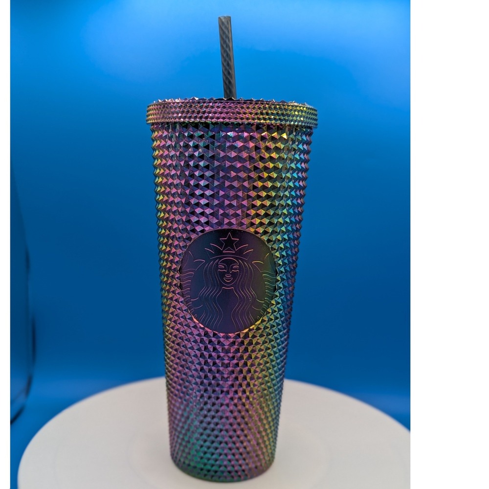 Starbucks Fall 2023 Oil Slick Rainbow Iridescent Studded Tumbler 24 oz Venti